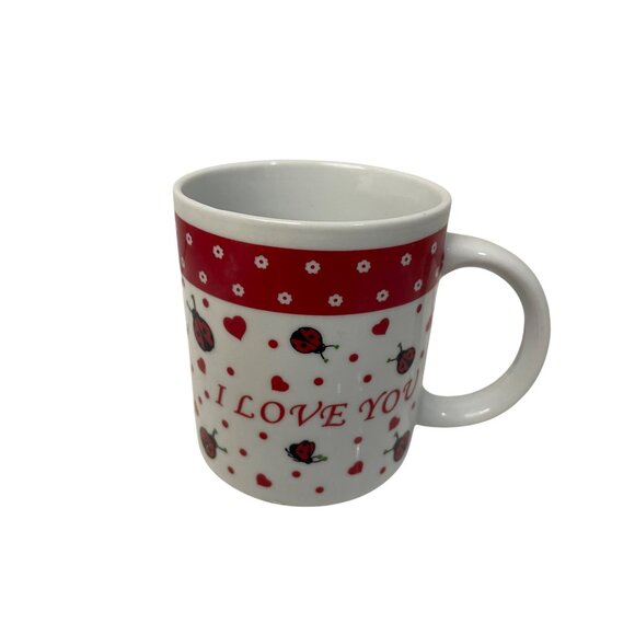 Ladybug Heart "I Love You" Ceramic Coffee Mug 11 Oz Red & White - Picture 9 of 9